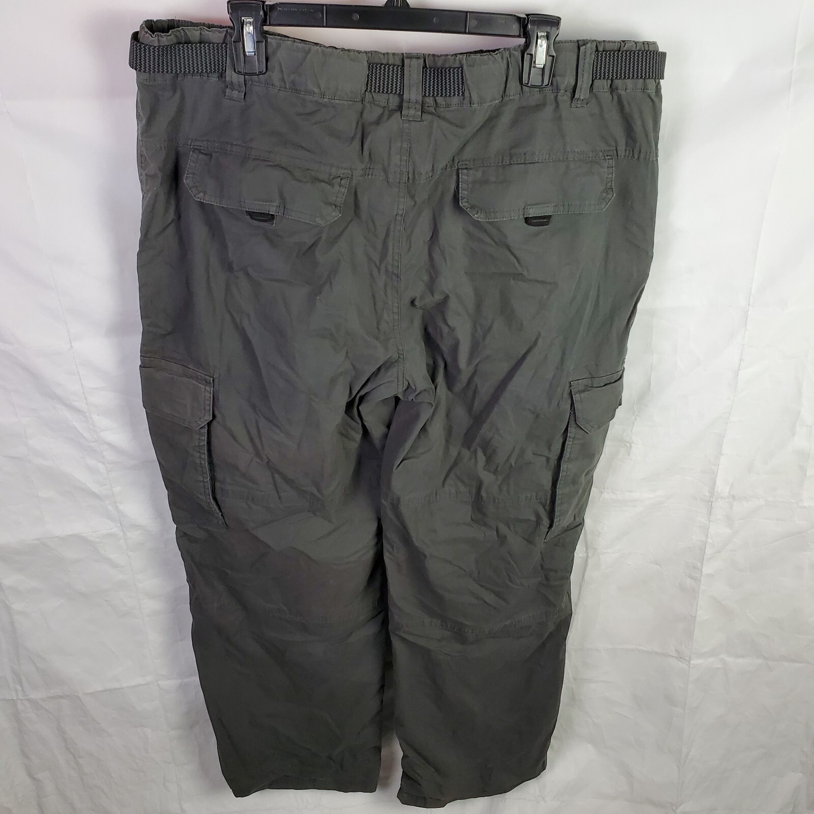 BC Clothing Cargo Pants Belted Lined Gray Pockets Men… Gem