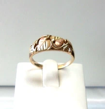 BLACK HILLS GOLD MENS 10K TRI-COLOR LEAVES BAND RING LOCAL ESTATE SALE Sz.13 WOW