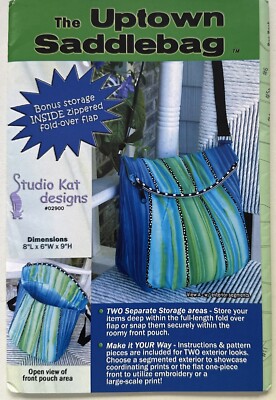 Studio Kat Designs Purse Pattern The Uptown Saddlebag Bag Tote 8'' x 6'' x 9''