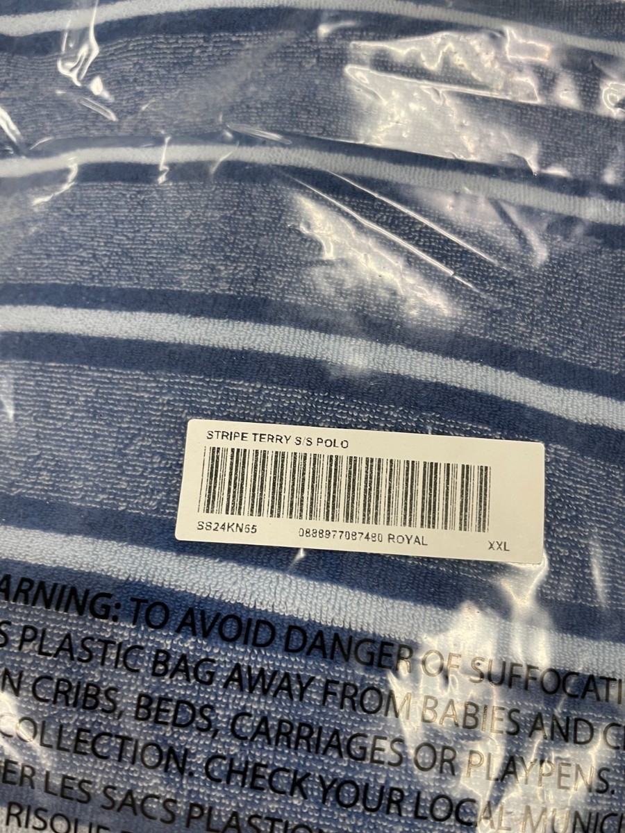 SS24 SUPREME STRIPE TERRY S/S SS POLO ROYAL BLUE WHITE SZ