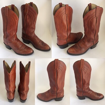 VTG J Chisholm Cowboy Western Riding Rodeo Boots Brown