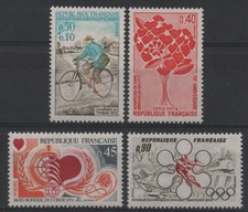 FRANCE 1972 : N° 1705-1710-1711-1716  SAPPORO/FACTEUR/CŒUR/SANG - NEUF** TTB
