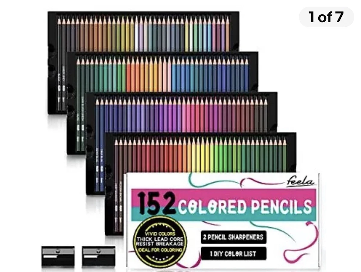 COLORED PENCILS with Pencil Sharpener for Adult Coloring Books 152ct FEELA  740120879109