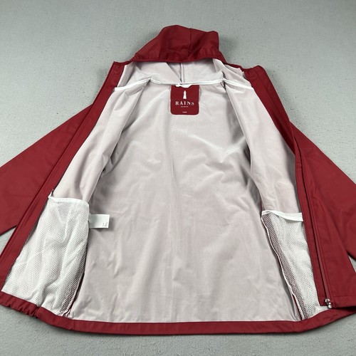 Rains Base Jacket Men’s XXS/XS Red Full Zip Hooded Long Sleeve Waterproof - Picture 12 of 24