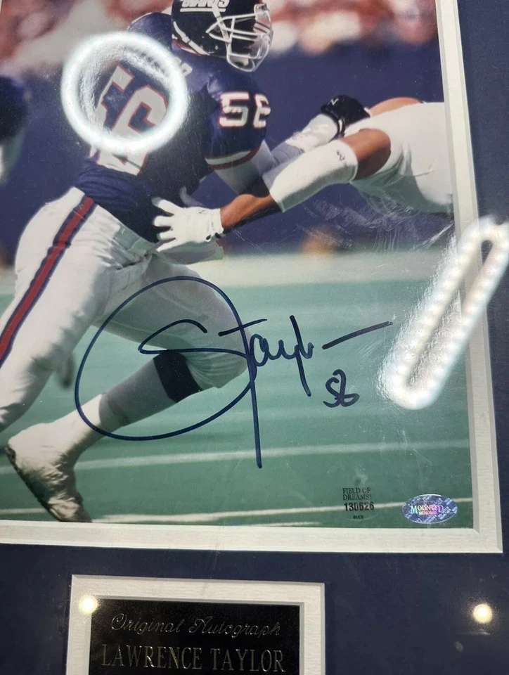 Foto firmada por Lawrence Taylor enmarcada 16x20 de los New York Giants PSA CERT HOF Foto 3 de 4