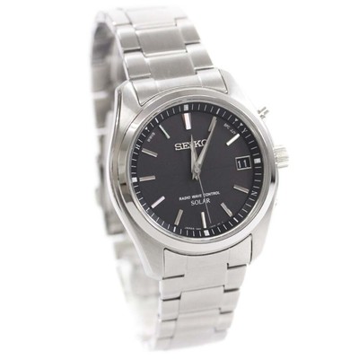 Seiko Spirit Wristwatch Mens Solar Radio Clock Black Dial Silver Sbtm159 |  eBay