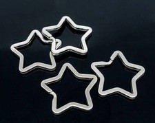 Star Silver Tone Key Rings - 34mm x 33mm - 2 Pieces - FD100