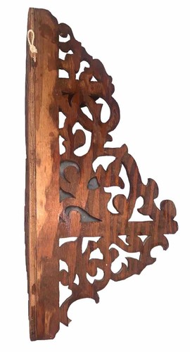 VTG Scroll Design Wood Corner Double Shelf Wall Bracket 2 Shelves 14 5/8”T 7”W - 第 12/13 張圖片