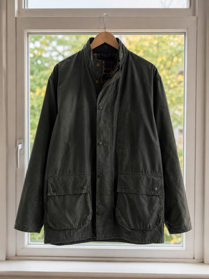 Barbour Border A205 Made in England Wax Jacket C48 XL Olive Vintage Rewax