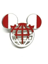 Disney Trading Pin -  Mickey Head Icon Flag Lattice Canada Epcot World Showcase