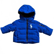 Polo Ralph Lauren Puffer Hooded Jacket Big Pony Logo Royal Blue Baby Boy 9M