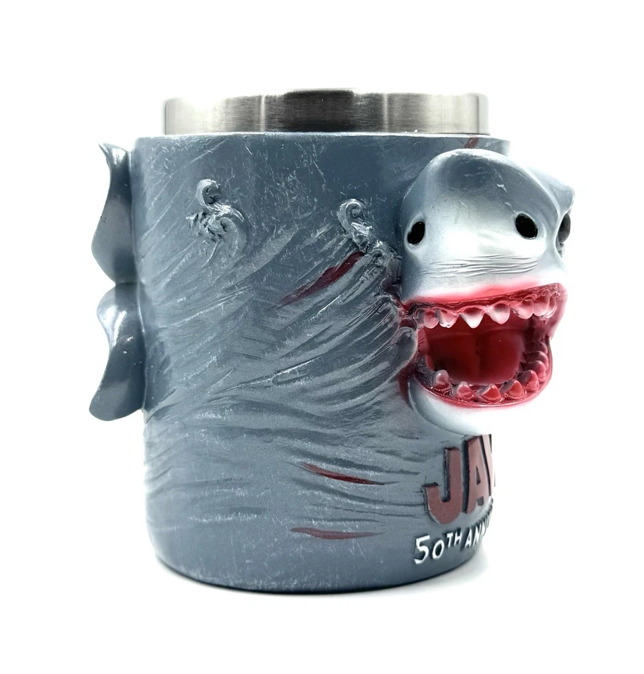 JAWS 50th ANNIVERSARY SHARK MUG 🦈3D CUP RESIN STAINLESS STEEL COLLECTIBLE 6.8OZ - Image 3 of 4