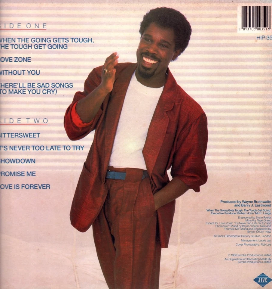 Billy Ocean Love Zone LP vinyl UK Jive 1986 HIP35 - Image 2 of 4