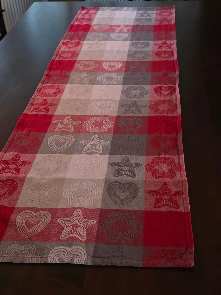 Tischläufer, Tischdecke, Weihnachten, rot-grau, ca.138cm x 41cm