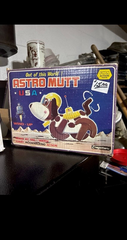 Cragstan Astro Mutt USA Wind-Up Space Dog Toy, Vintage 1960 Astronaut Theme