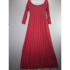 PinkBlush Maxi Dress Long Sleeve Empire Waist Burgundy Red Maternity Small S