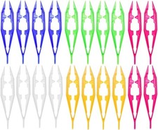 20 Assorted Colors Plastic Tweezers, 4.3Inch Craft Forceps for Beading