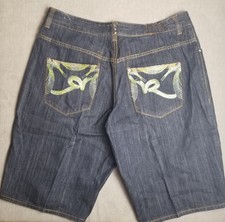 Vtg Y2K Rocawear Shorts Baggy Denim Embroidered Jean Hip Hop Jorts Sz 42 40