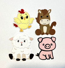 4 Cute Farm Animals Die Cuts Premade paper for Cards, Tags  Scrapbook Making