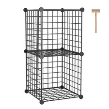 C AHOME Wire Cube Storage, 2-Cube Storage Organizer Metal, C 2- cube, Black