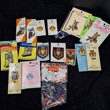 Vtg Lot 19 Owl Patches Appliques Iron On and Sew On 70S 80S