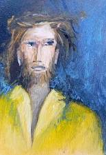 ACEO ORIGINAL COLLECTIBLE EXPRESSIONISM MAN PORTRAIT oil Painting MINIATURE ART