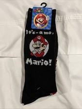 SUPER MARIO Crew Socks 2 Pairs Shoe Size 6-1/2-12   It's-a Me, Mario   - MWT 