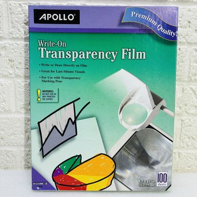 Apollo Write-On Transparency Film WO100C-B 8.5x11  PREMIUM Quality   94 Sheets 