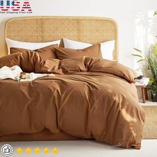 100 Washed Cotton Duvet Cover Set Linen Feel Soft Durable Lightweight Easy Care