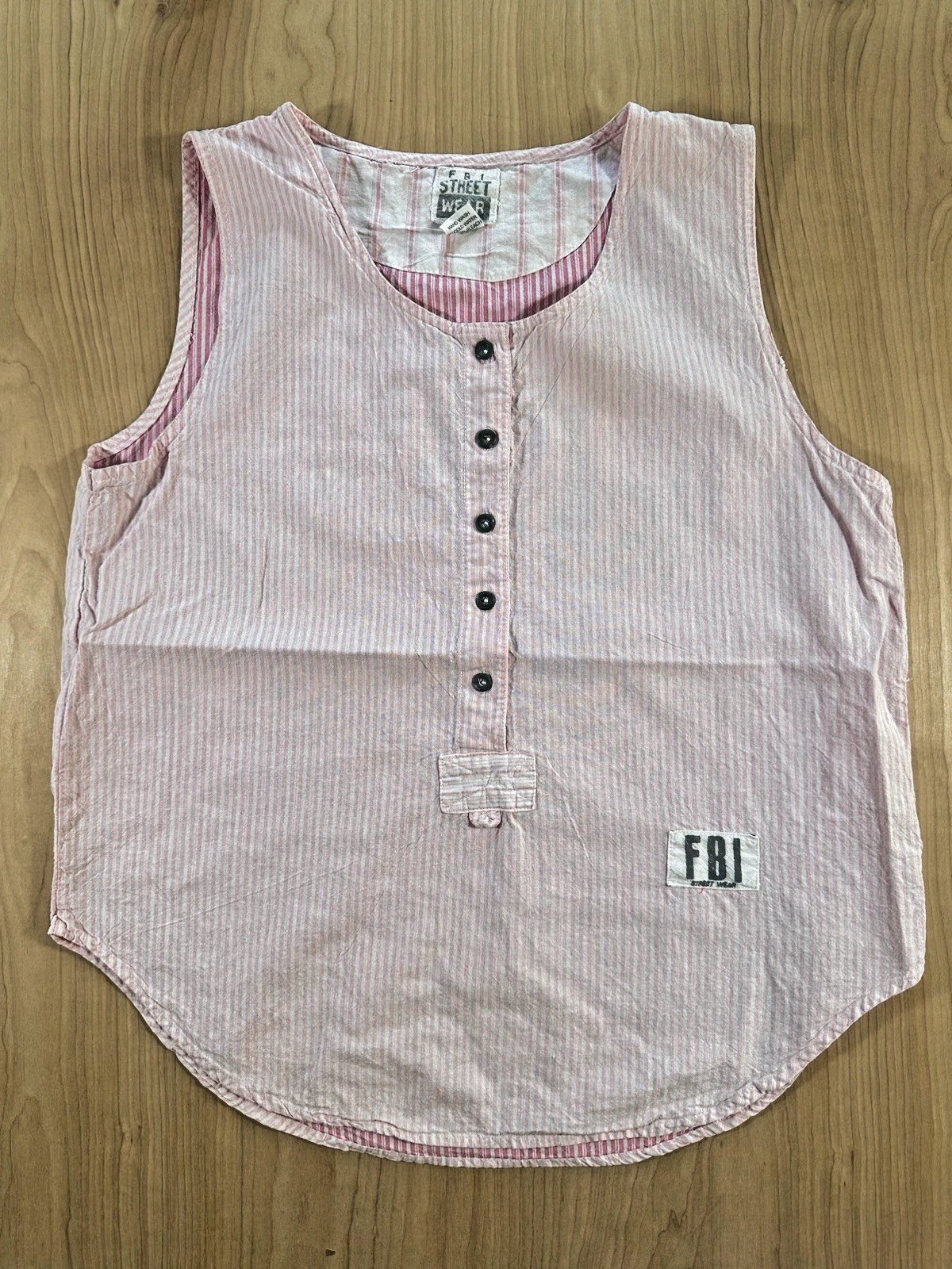 Jersey vintage años 80 MUJERES sin mangas RAYAS ROSAS ALGODÓN nueva ola ropa de calle