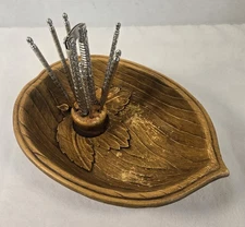 Vintage Burwood Walnut Shape Bowl & Nut Cracker With Picks Plastic