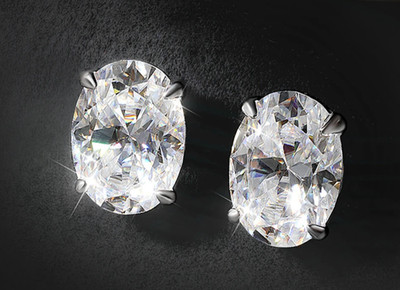 Solitär-Ohrstecker 2,0 kt Ovalschliff Laborgefertigt Diamant Testpass 18 K Gold