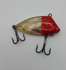 Vintage Fishing Lure PICO PERCH Red Head Transparent Clear Gold Eyes In Case
