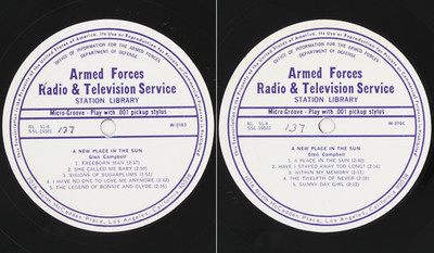 1969 AFRTS Glen Campbell New Place in the Sun Armed Forces Transcription RL 51-8