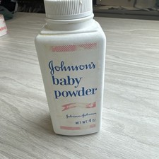 Vintage Johnson s Baby Powder Bottle c.1956 1961 Talc Plastic Advertising, 4 OZ