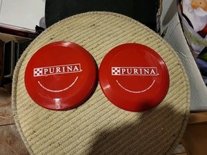 Pair Of Vintage Purina Pet Food Veterinarian Advertising Flying Disc Frisbee 5"