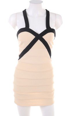 SECONDHAND Kleid Two Tone S nude peach schwarz