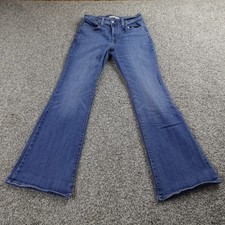 Levis Jeans Womens 30 Dark Blue Denim Pants 726 Flare High Rise Stretch Boho 70s