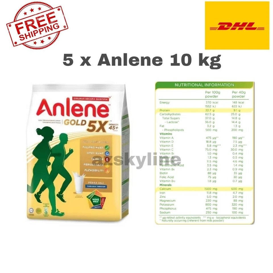5 X Leche en polvo Anlene Gold 5X 1 kg adulto 45+ años o más Foto 2 de 4
