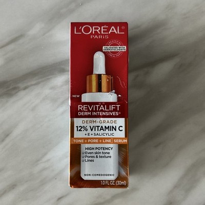 L'Oreal Revitalift Derm Intensives 12% Vitamin C +E Salic Acid Serum 1.0 oz.