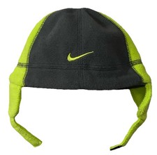 VINTAGE Y2K Nike Beanie Winter Hat - Gray/Neon Green Fleece, Baby Infant Size