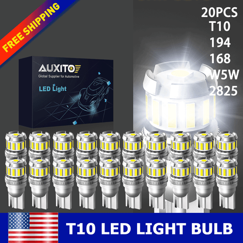 20X Super White T10 194 168 W5W 2825 LED License Plate Interior Light Bulb 6000K - Picture 25 of 28