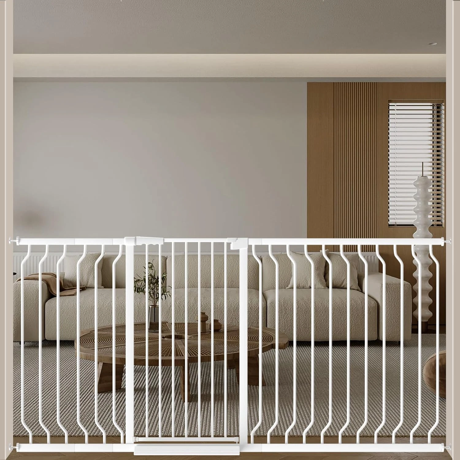 Extra Tall White Baby Gate 40.55" Wide for Doorways & Pets with Extension
