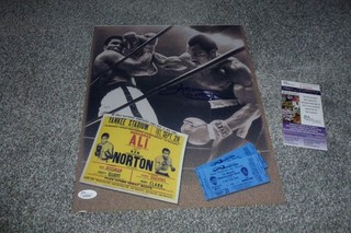 MUHAMMAD ALI CASSIUS CLAY OPPONENT KEN NORTON SIGNED PHOTO WITH COA