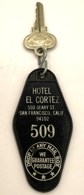 Room 509 San Francisco CA Hotel El Cortez Key & Fob Built 1929 Closed Tenderloin