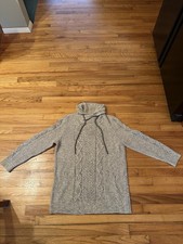 L.L. Bean Signature Cable Knit Cowl Neck Sweater Women  s XL Gray 100 Cotton