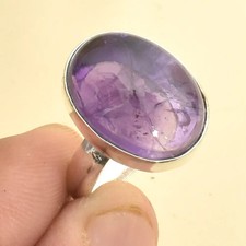 Anello ametista pietra preziosa etnico fatto a mano gioielli per unisex misura USA - 7,5 XR 3492