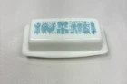 Vintage PYREX  Amish Butterprint Turquoise Butter Dish White Milk Glass 🔥Mint