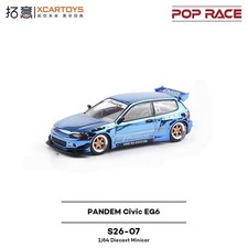 XCARTOYS 1/64 Scale Honda Civic EG6 PANDEM Electroplated blue Diecast Car Model