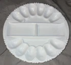 VTG White LE Smith MILK Glass DEVILED Egg PLATE Tray Platter Pineapple Heavy